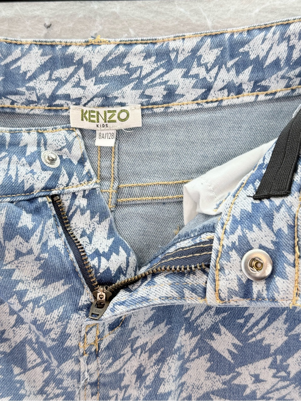 Kenzo Kids - Girls printed denim mini skirt A - line blue jeans size 10 - Picture 7 of 7